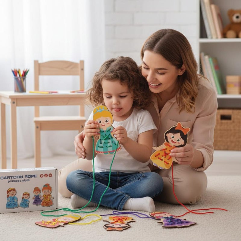 Wooden Lacing Threading Toys, Ropes Puzzle & Dementia Products, Sensory Activity Board, Memory Games and Jigsaw Puzzle Set for Caregivers Enhances Memory, Coordination, Focus - Image 5